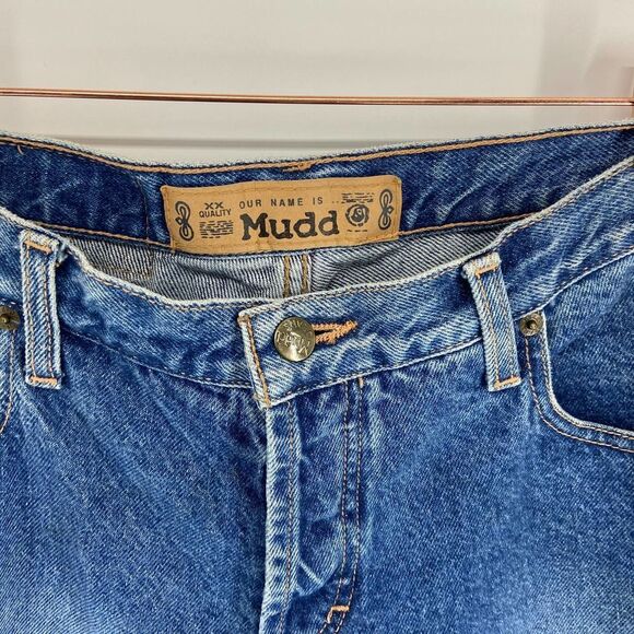 Mudd Button Fly Medium Wash Low rise Flare Leg Blue Jean Pant y2k 90s Jrs 5 - Picture 2 of 6
